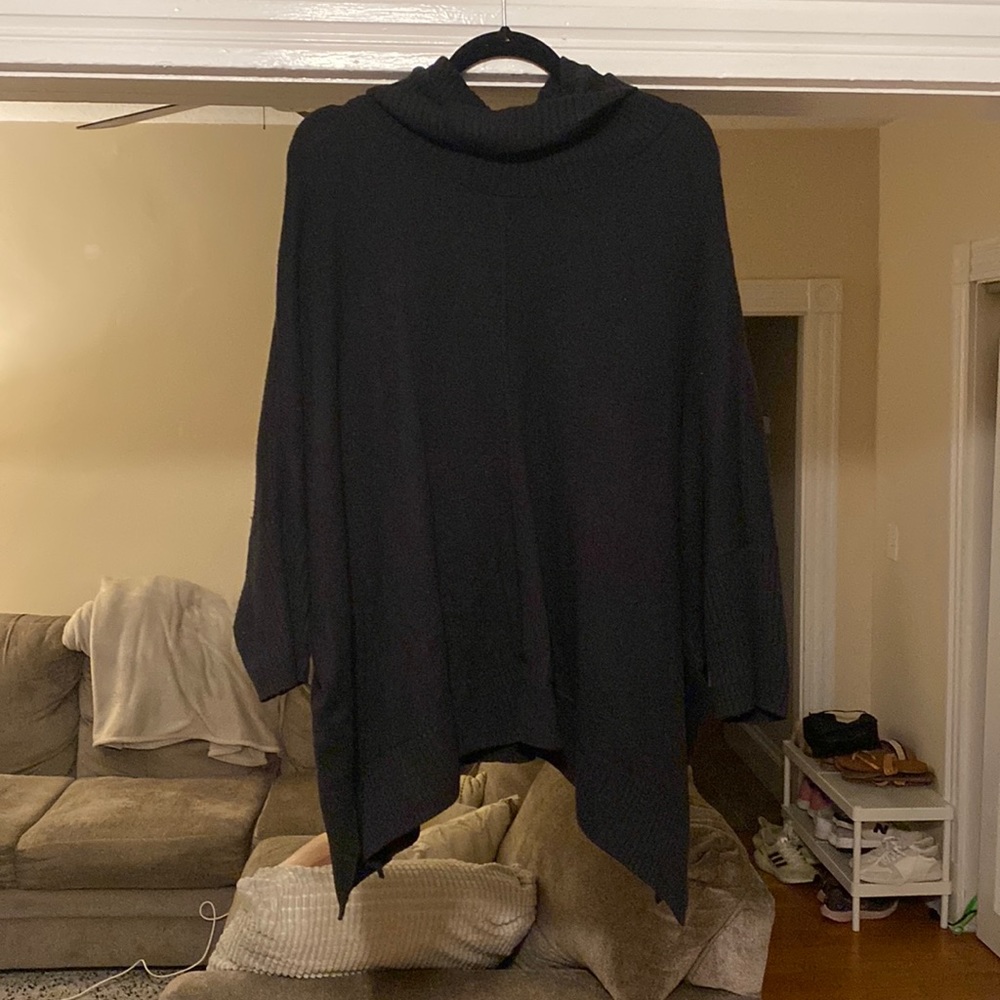 Loft size large black cowl neck poncho sweater